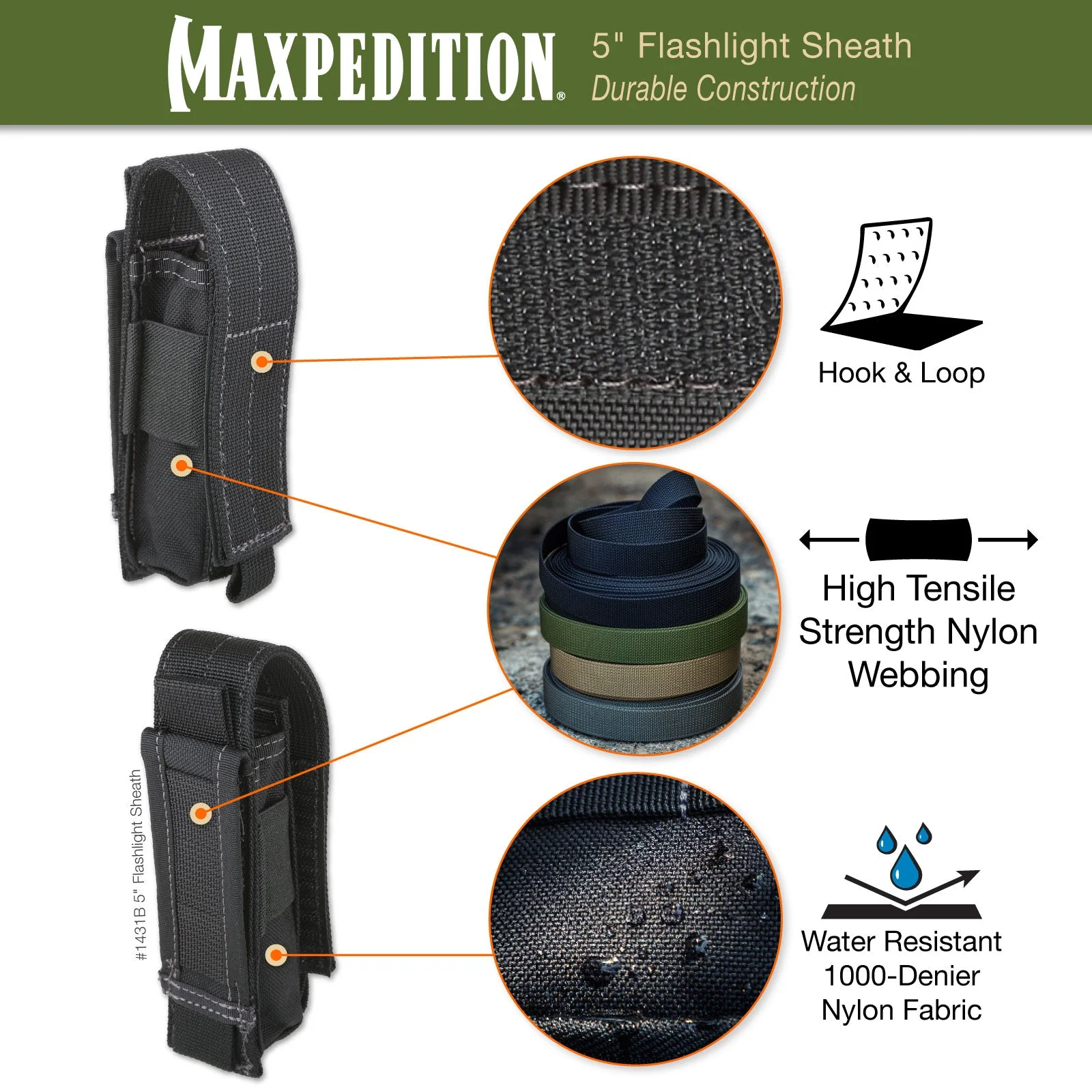5" Flashlight Sheath  (Black) (Buy 1 Get 1 Free. Mix and Match in Multiples of 2. All Sales Final.) - Image 3
