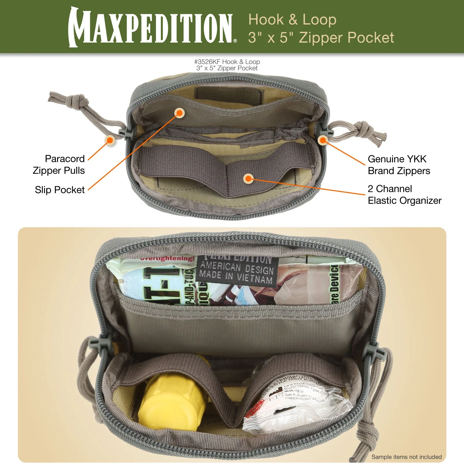 Hook & Loop 3" x 5" Zipper Pocket (Buy 1 Get 1 Free. Mix and Match in Multiples of 2. All Sales Final.) - Image 5