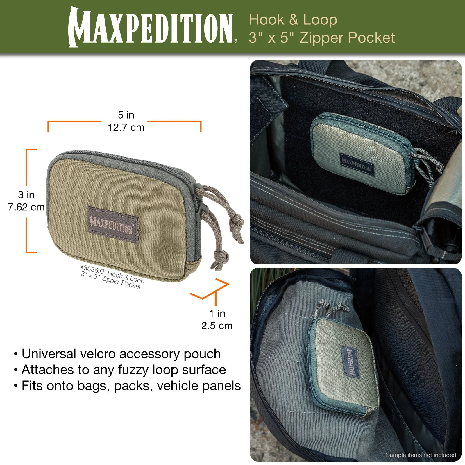 Hook & Loop 3" x 5" Zipper Pocket (Buy 1 Get 1 Free. Mix and Match in Multiples of 2. All Sales Final.) - Image 6