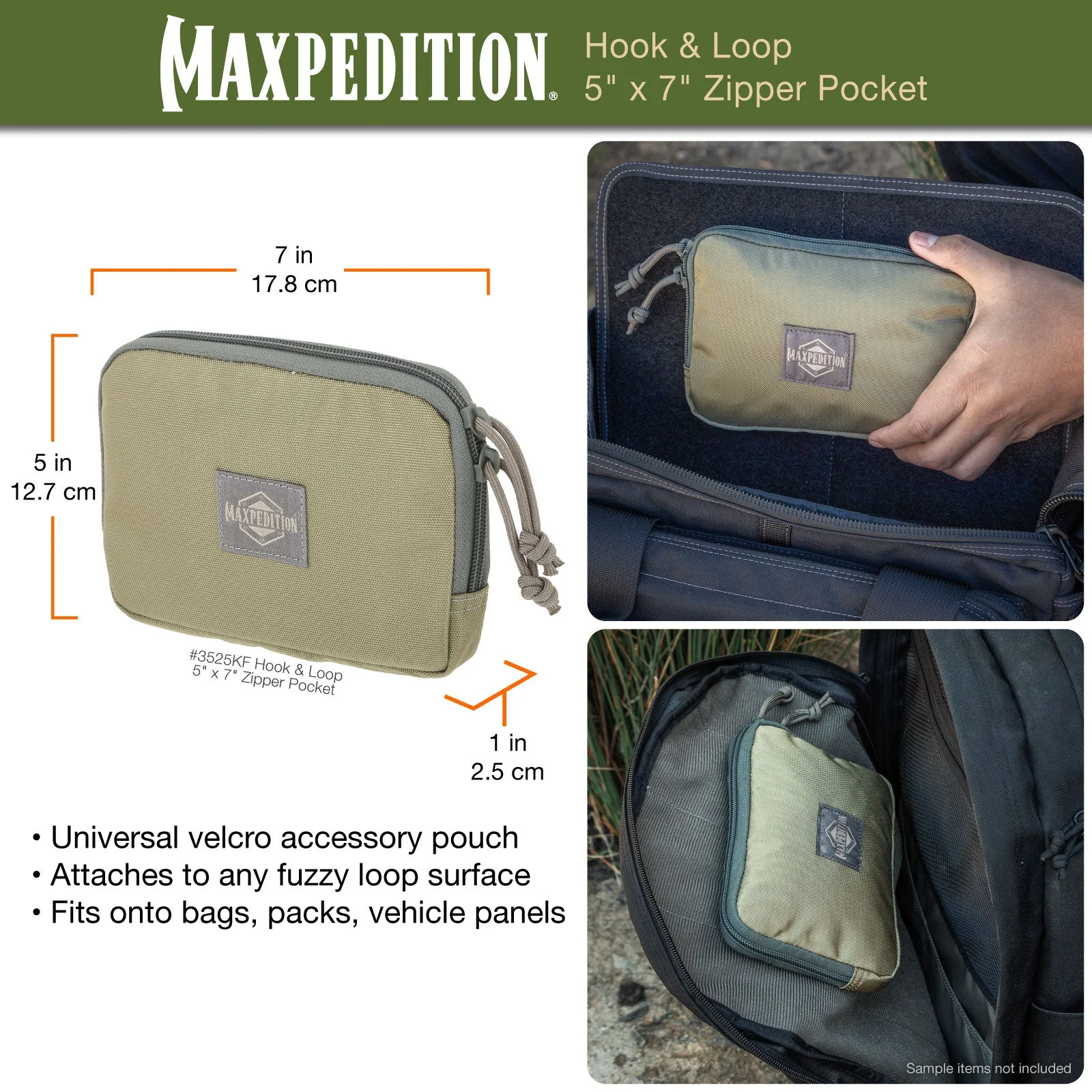 Hook & Loop 5" x 7" Zipper Pocket - Image 2