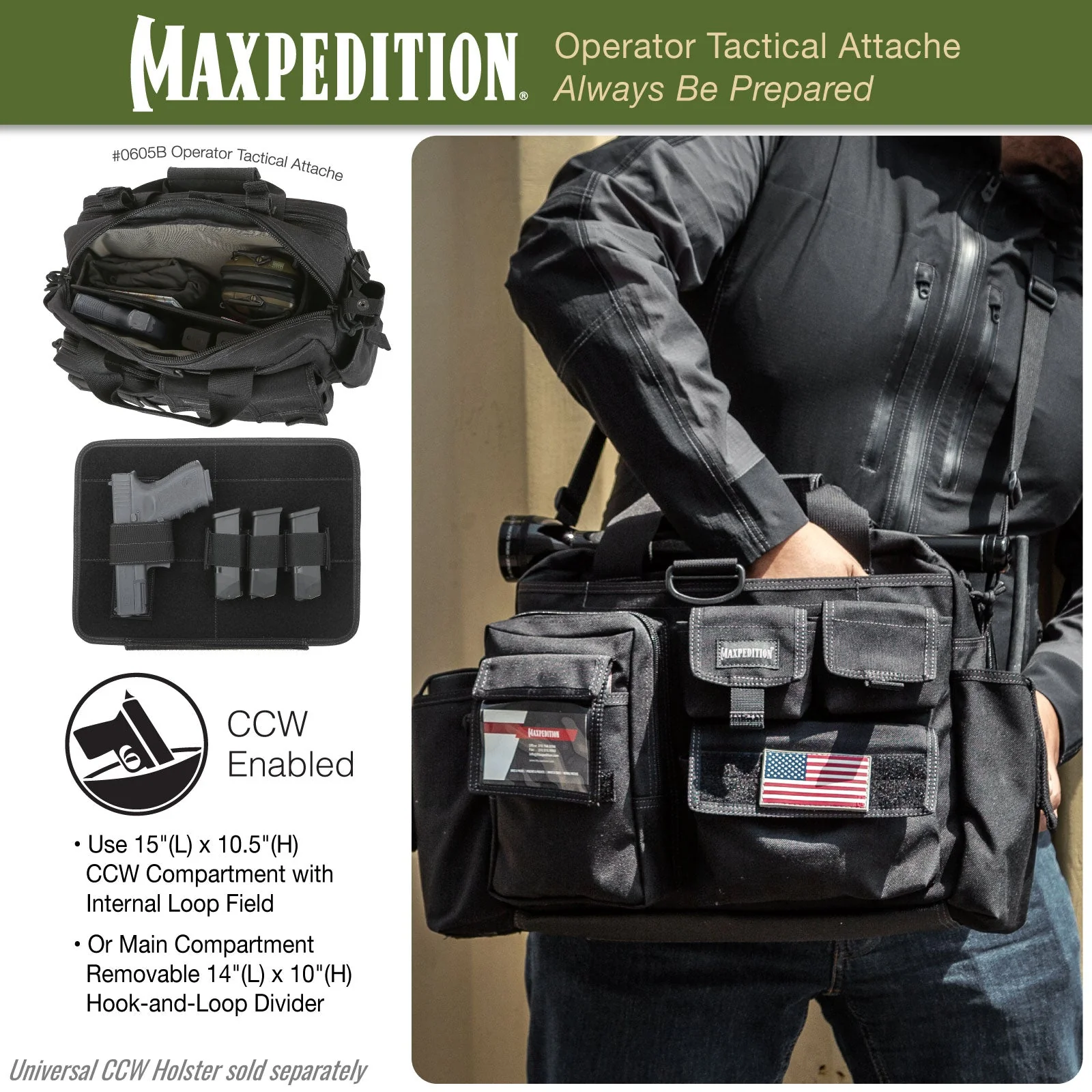 Operator Tactical Attache (Black) (Buy 1 Get 1 Free. Mix and Match in Multiples of 2. All Sales Final.) - Image 4