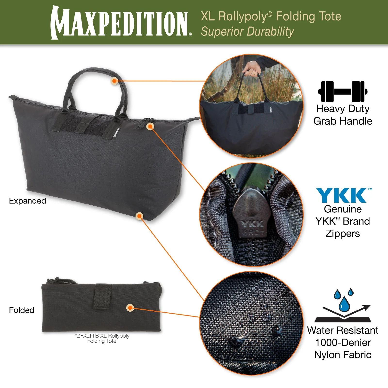 XL Rollypoly Folding Tote (CLOSEOUT SALE. FINAL SALE.) - Image 3
